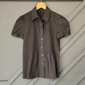 {Theory} Black Short Sleeve Blouse Size P